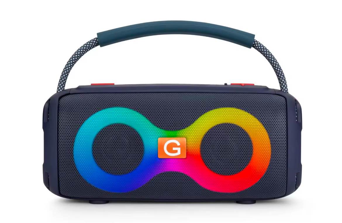 Picture of ET 312 Double 2 inch wireless BT portable stereo bass with FM Radio LED Colorful Light DJ Party Bluetooth Speaker