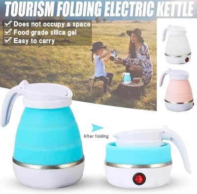 Picture of Tea Coffee Hot Water Electric Silicon Foldable Kettle / Portable Mini Electric Kettle for Home and Travel
