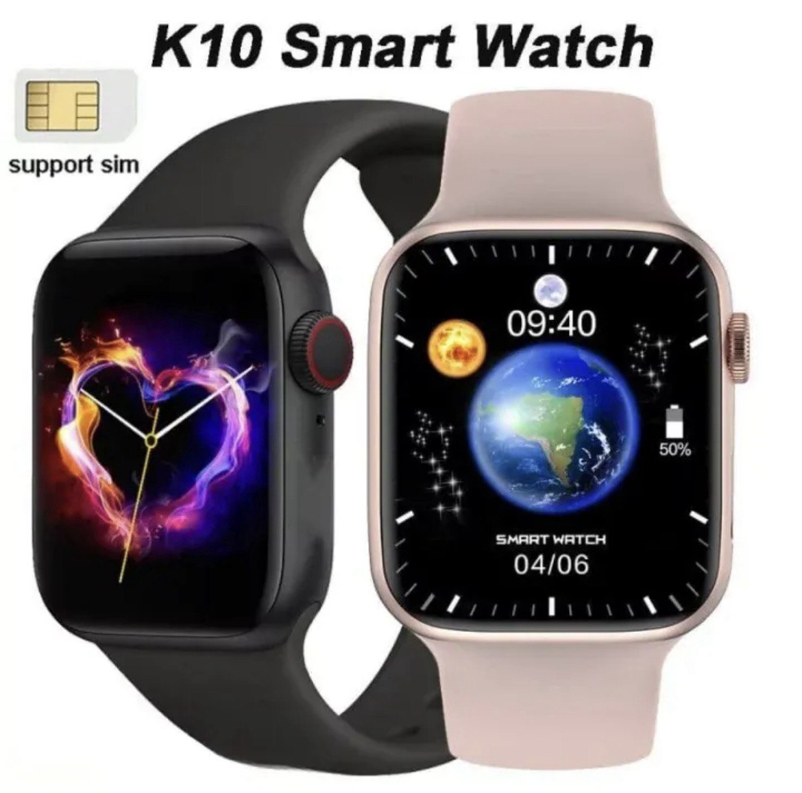Picture of K10 Sim and Bluetooth Smart Watch Call Support Smart Watch. You can also take it for children.