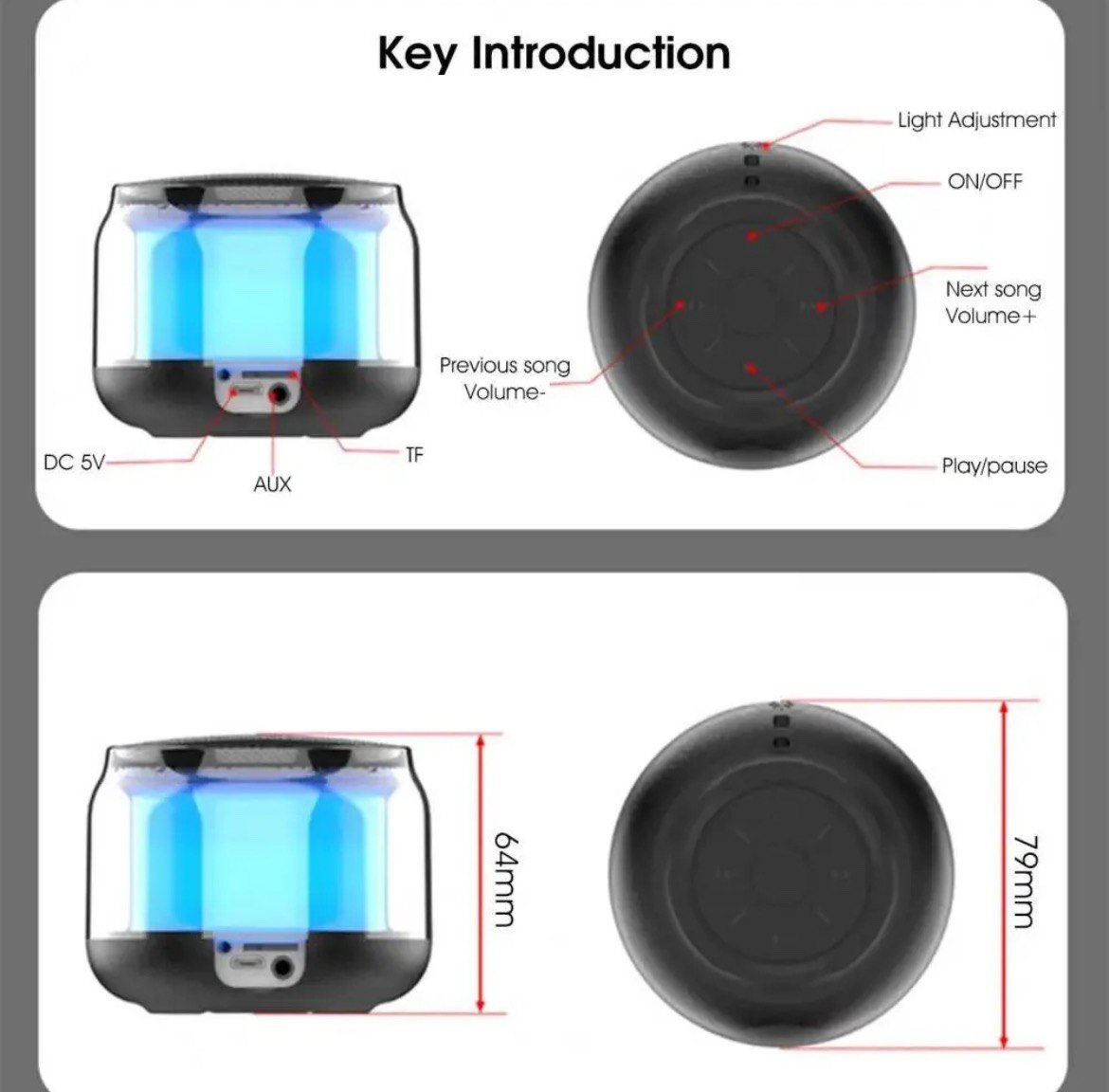 Picture of portable speaker ZIDLI D4 bluetooth speaker Al speaker BT V5.1 HIFI Bass RGB Mini Wireless Speaker