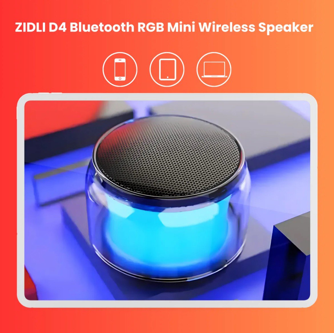 Picture of portable speaker ZIDLI D4 bluetooth speaker Al speaker BT V5.1 HIFI Bass RGB Mini Wireless Speaker