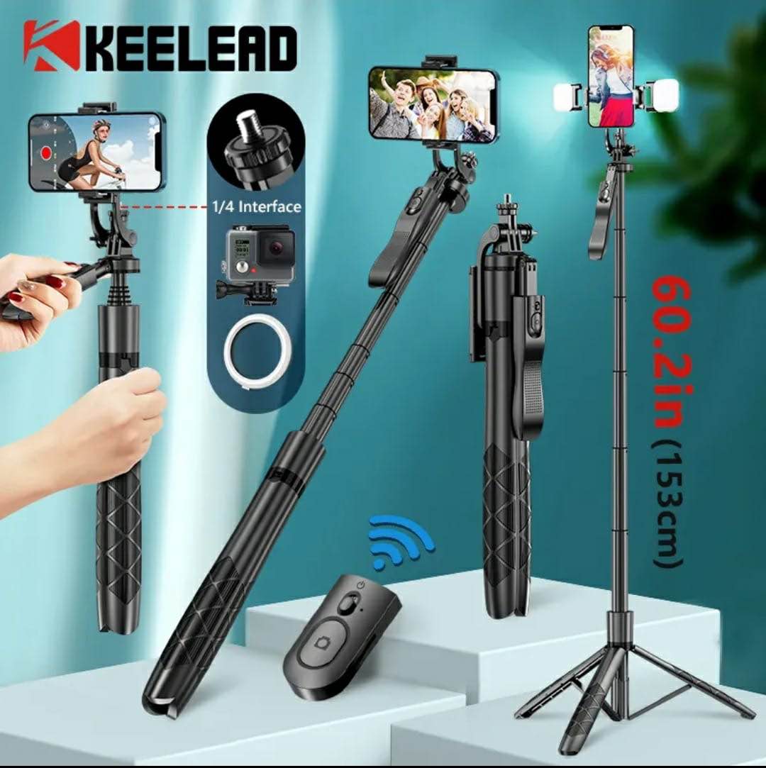 Picture of K28 Wireless Selfie Stick for Live Broadcasting with Bonus Phone Holder - Extendable Monopod for Effortless Selfies, Vlogging, and Streaming - Universal Compatibility and Enhanced Features