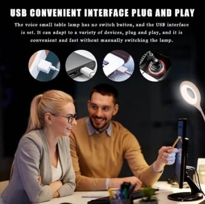 Picture of Desk Lighting with a 360° Adjustable Arm LED Lamp: Experience Smart Voice Control USB LED Desk Lamp with 3 Light Modes and 3 Infinite Brightness Levels,