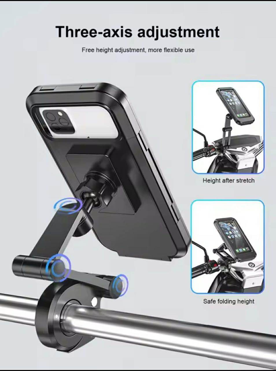 Picture of Waterproof Universal Bike & Bicycle Phone Holder Case 360 Degree Rotation Adjustable Handlebar Clip Stand