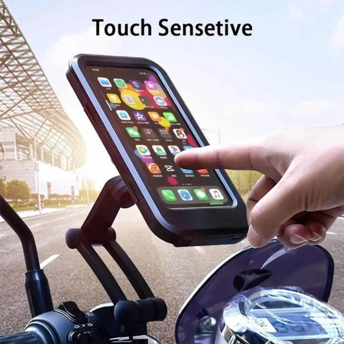 Picture of Waterproof Universal Bike & Bicycle Phone Holder Case 360 Degree Rotation Adjustable Handlebar Clip Stand