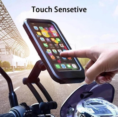Picture of Waterproof Universal Bike & Bicycle Phone Holder Case 360 Degree Rotation Adjustable Handlebar Clip Stand
