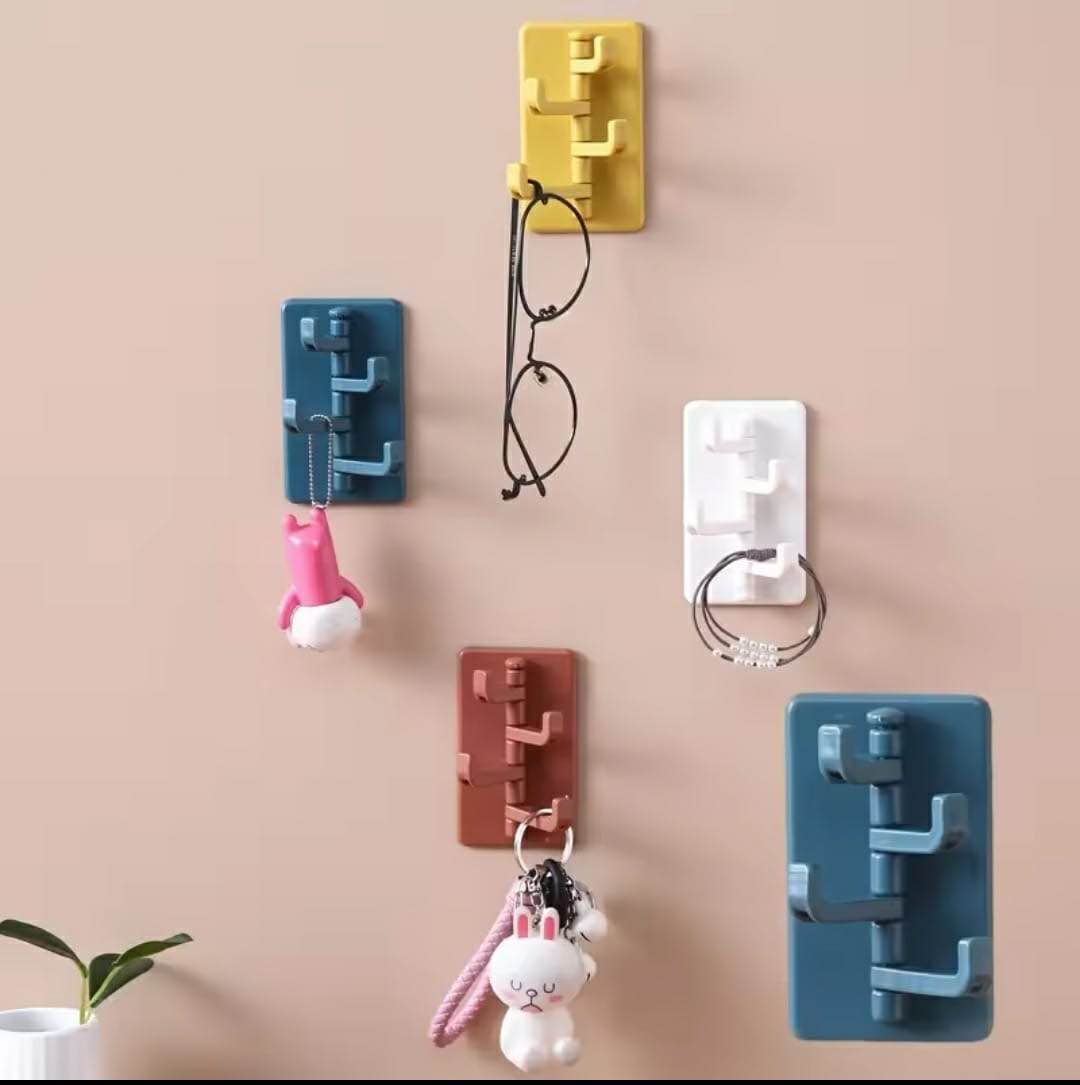 Picture of 1pice Bathroom Kitchen ABS Seamless Strong Self-adhesive Hooks Rotatable Wall Hanger Door Wall Mount Storage Stick Hook