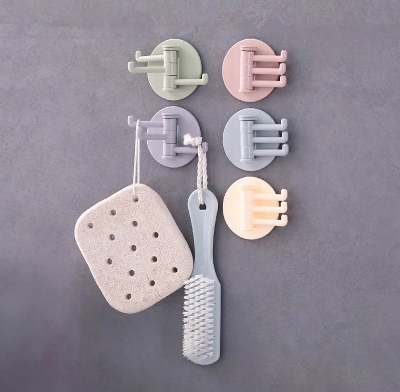 Picture of Multifunctional Rotating Seamless Adhesive Hook Bearing Punch-free Storage Wall Hanger Bathroom Kitchen Invisible Bracket Holder