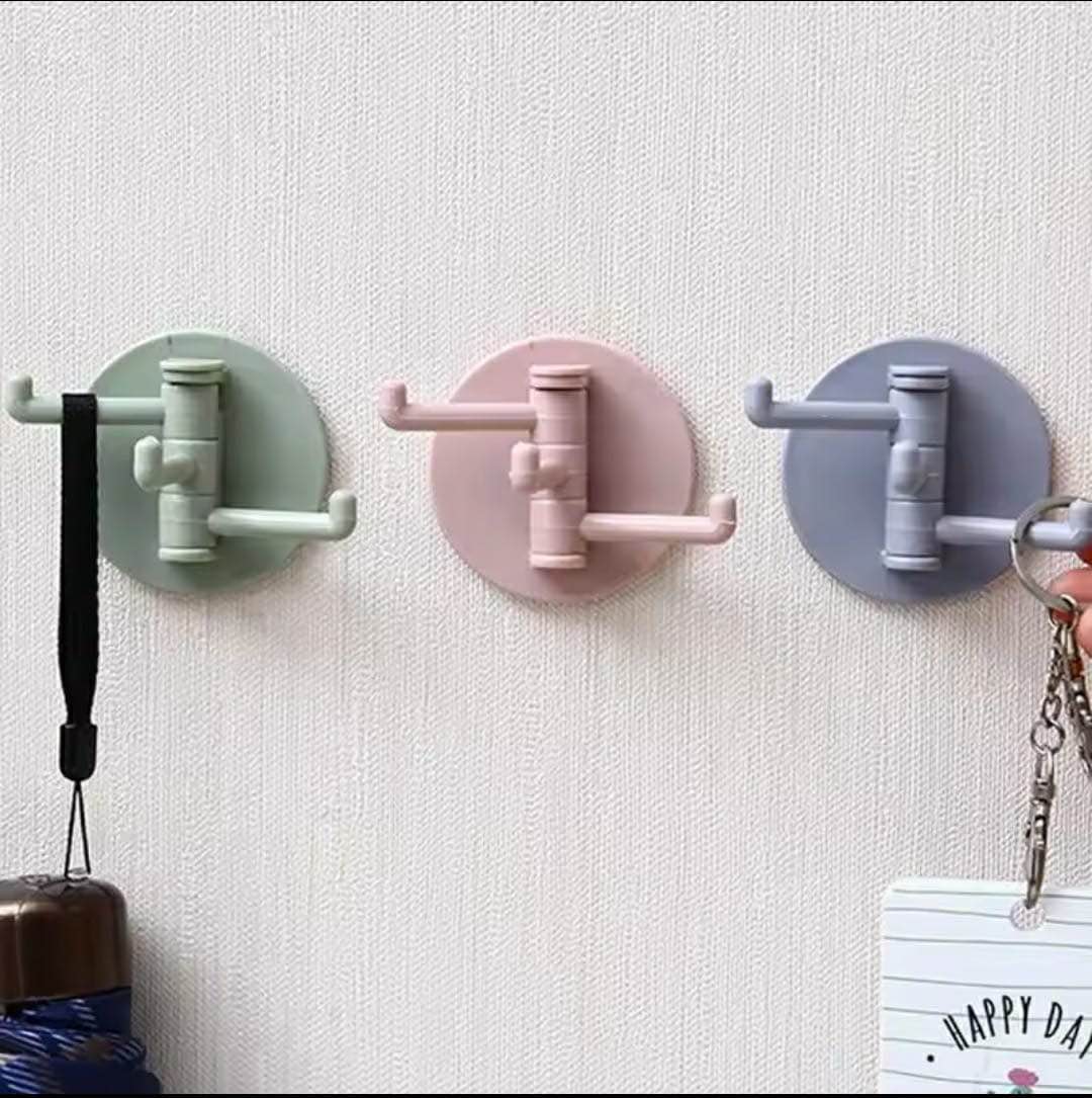 Picture of Multifunctional Rotating Seamless Adhesive Hook Bearing Punch-free Storage Wall Hanger Bathroom Kitchen Invisible Bracket Holder