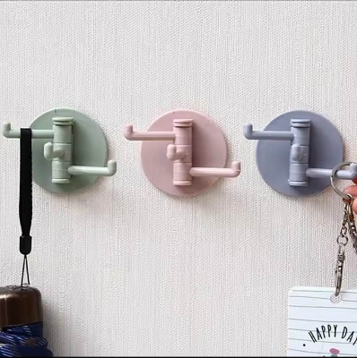 Picture of Multifunctional Rotating Seamless Adhesive Hook Bearing Punch-free Storage Wall Hanger Bathroom Kitchen Invisible Bracket Holder