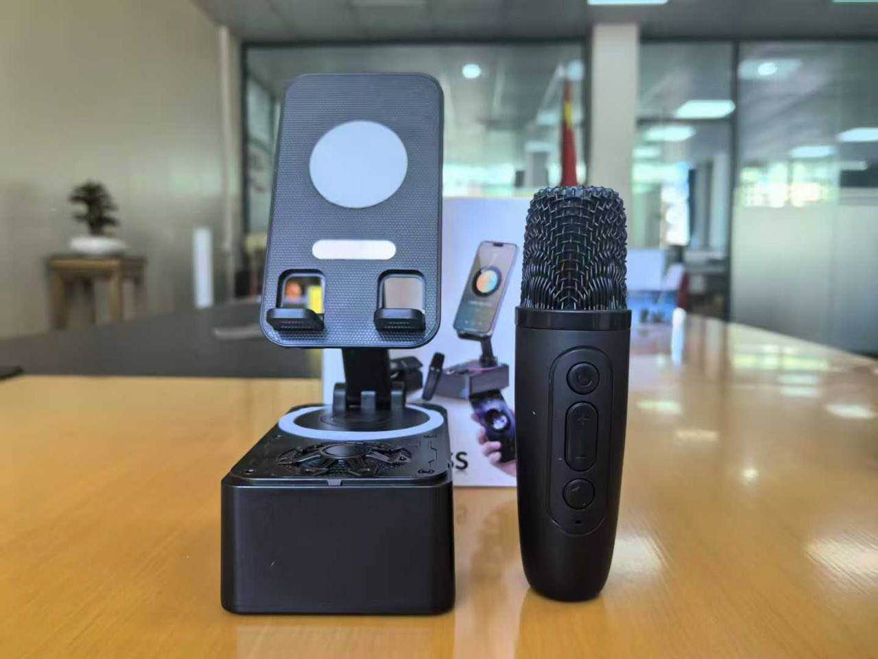Picture of K-18 3 in 1 V 5.3 Rotary Bracket Wireless Microphone Wireless Speaker Loud Audio HIFI BASS K18 BT Speaker