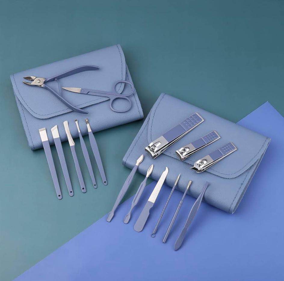 Picture of Nail Clippers Manicure Set,Professional Nail Clippers Kit,Professional Nail Clippers Kit,16 pcs Stainless Steel Nail Care Tools Grooming Kit with Luxurious Travel Leather Case, for Men Women
