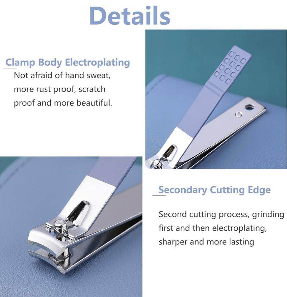 Picture of Nail Clippers Manicure Set,Professional Nail Clippers Kit,Professional Nail Clippers Kit,16 pcs Stainless Steel Nail Care Tools Grooming Kit with Luxurious Travel Leather Case, for Men Women