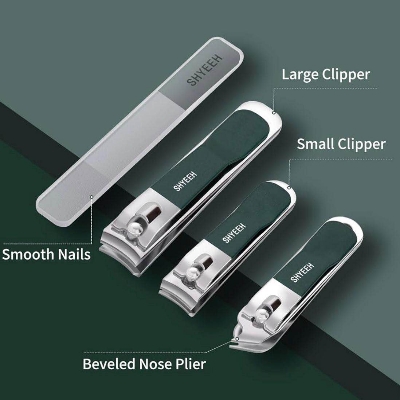 Picture of Manicure Set, Nail Clippers Set, High-carbon Steel Nail Care Kit, 4in1 Portable Manicure and Pedicure Kit, Travel Mini Nail Kit with Leather Bag, Nail Grooming Kit for Men Women