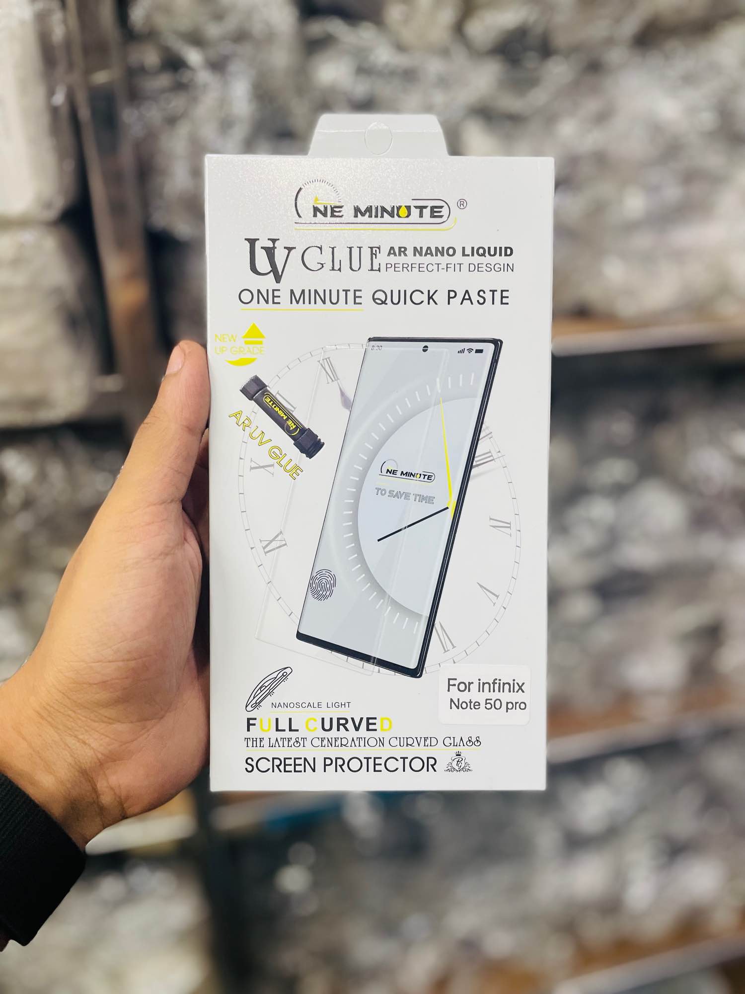 Picture of For Infinix Note 50 pro ONE MINUTE QUICK PASTE Full Screen 3D UV Curved Tempered Glass