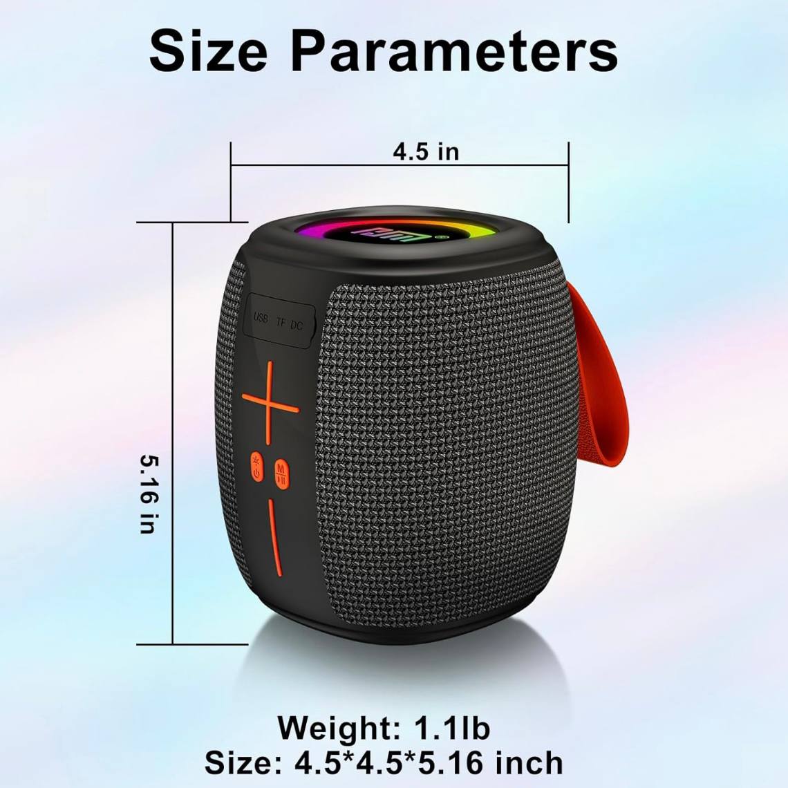 Picture of HM-805 Portable Bluetooth Speaker with RGB Lights, Powerful Crystal Clear Sound, IPX4 Waterproof, Bluetooth 5.3, TWS Paring, FM Radio, Wireless Speaker for Outdoor, Gift Ideas