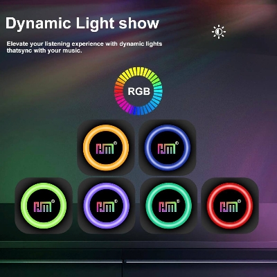Picture of HM-805 Portable Bluetooth Speaker with RGB Lights, Powerful Crystal Clear Sound, IPX4 Waterproof, Bluetooth 5.3, TWS Paring, FM Radio, Wireless Speaker for Outdoor, Gift Ideas