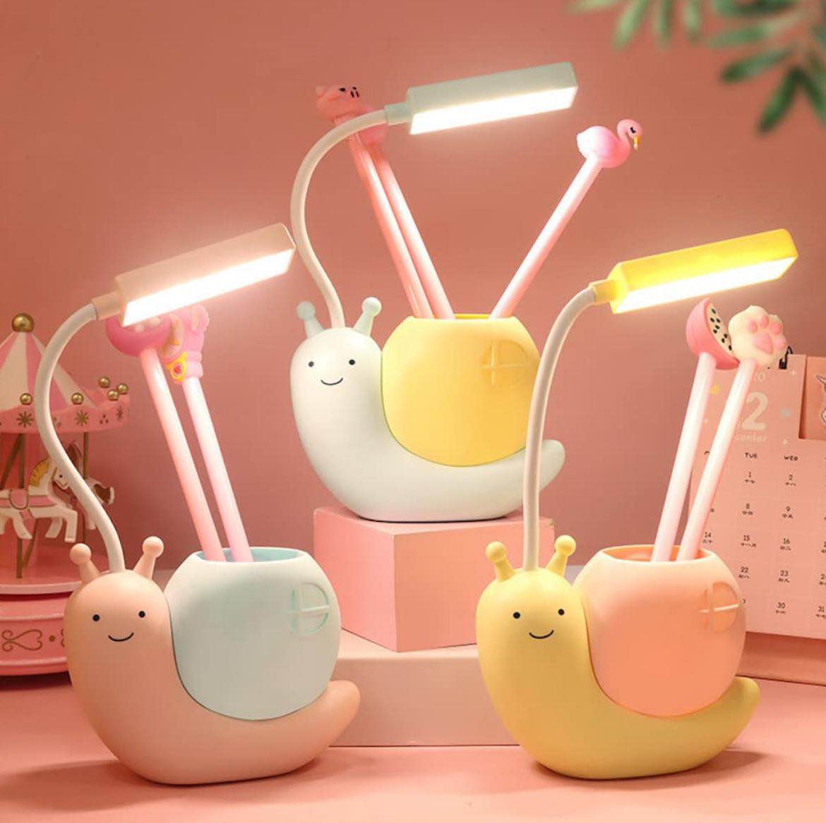Picture of Nordic Cute Snail Desk Lamp USB Charging Pen Holder Lamp Kid LED Night Light Reading Lamp