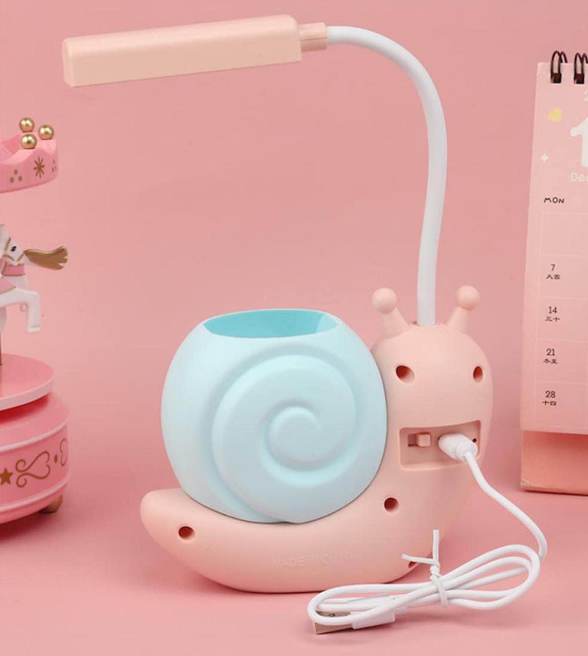 Picture of Nordic Cute Snail Desk Lamp USB Charging Pen Holder Lamp Kid LED Night Light Reading Lamp