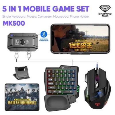 Picture of 5 in 1 Bluetooth Gaming Keyboard Mouse Converter Combo for Smartphone, play your mobile games using the keyboard and the mouse Gaming Accessory Kit  (Multicolor, For Android, iOS)