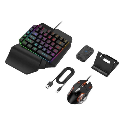 Picture of 5 in 1 Bluetooth Gaming Keyboard Mouse Converter Combo for Smartphone, play your mobile games using the keyboard and the mouse Gaming Accessory Kit  (Multicolor, For Android, iOS)