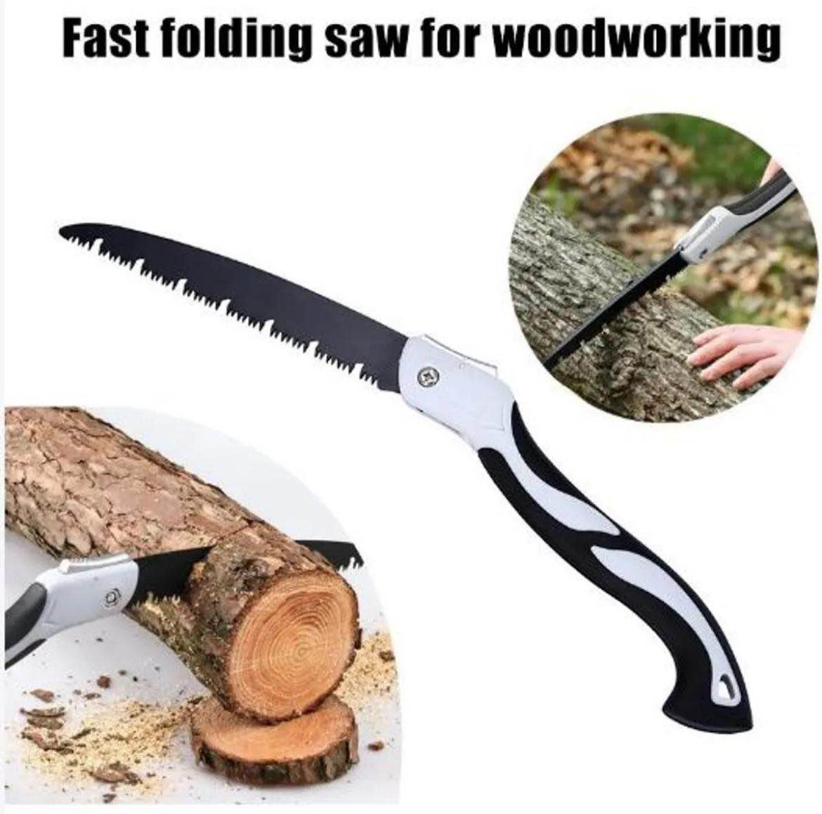 Picture of Folding Handsaw, Fast Folding Saw, SK5 Hacksaw Blade, Premium Pruning Saw with Safety Lock Comfort Soft Grip for Camping, Gardening, Hunting, Woodworking, Tree Trimming, PVC