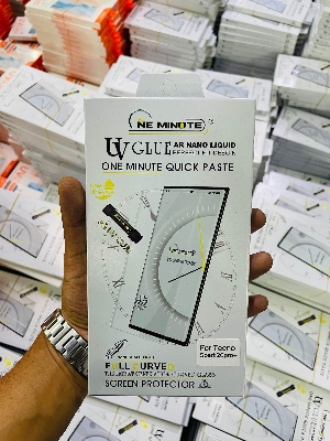 Picture of For tenco Spark20pro+ ONE MINUTE QUICK PASTE Full Screen 3D UV Curved Tempered Glass