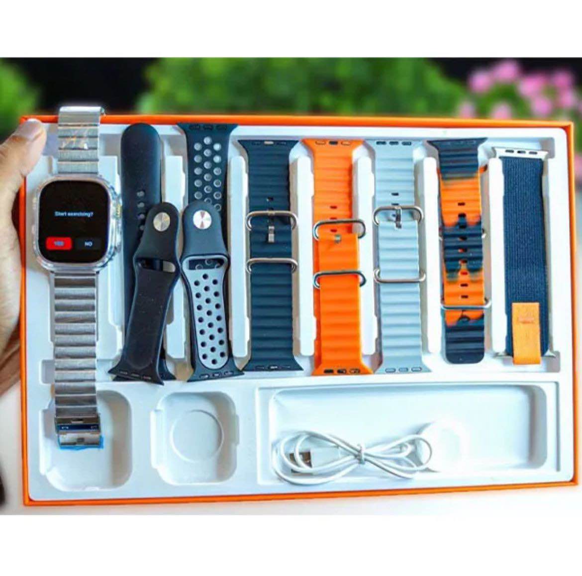 Picture of cvModel : Y80 Ultra Design : Flip Screen Size : 2.02” Resolution : 240*284 IPS Bluetooth : BT 5.0 Capacity : 240 mAh Charging Method : Wireless charging Functions : Lighting, Calendar, Alerm clock, Week, Month Bluetooth, IP68 water resistance Model : Y80