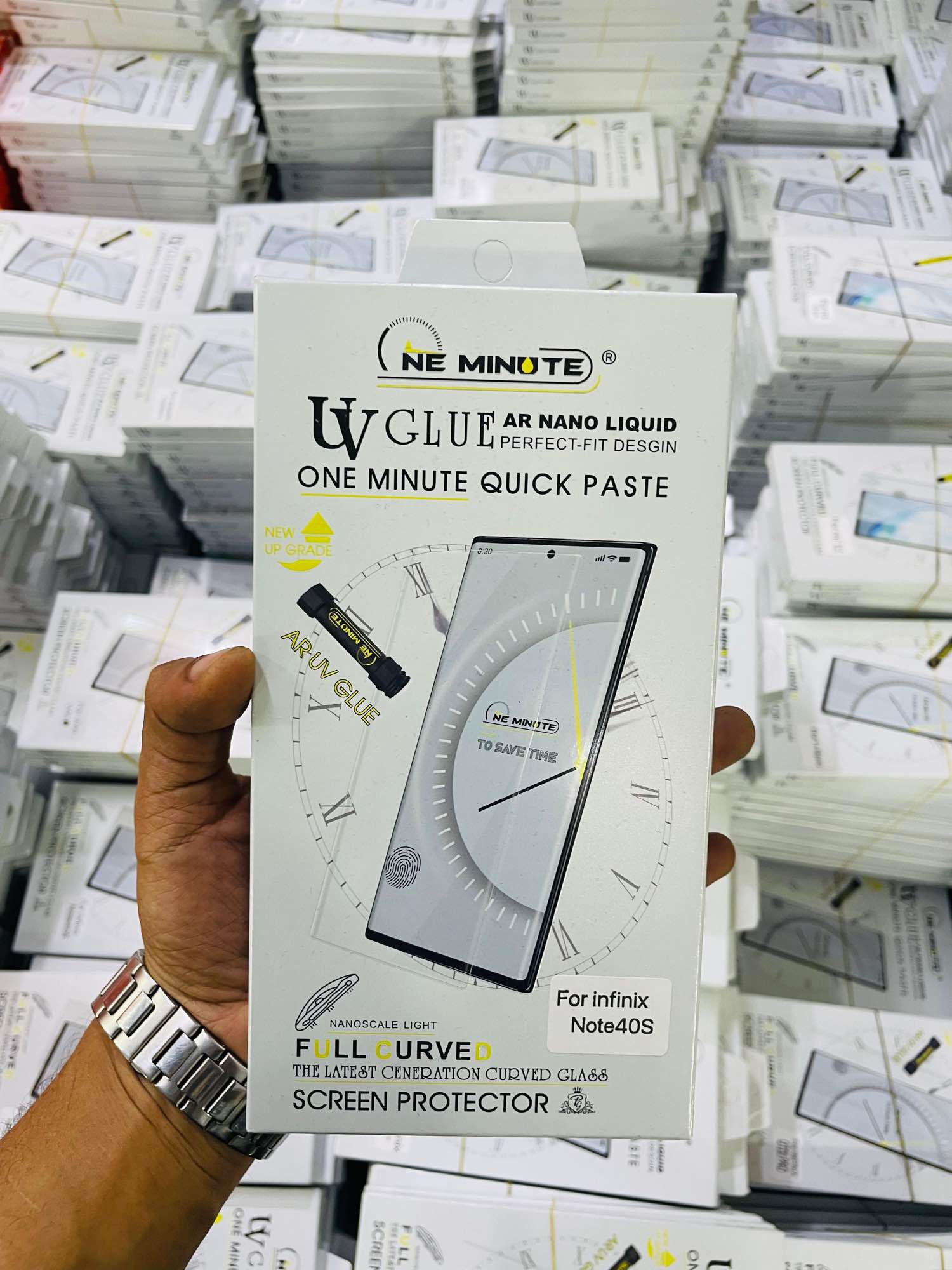 Picture of For Infinix note 40s ONE MINUTE QUICK PASTE Full Screen 3D UV Curved Tempered Glass