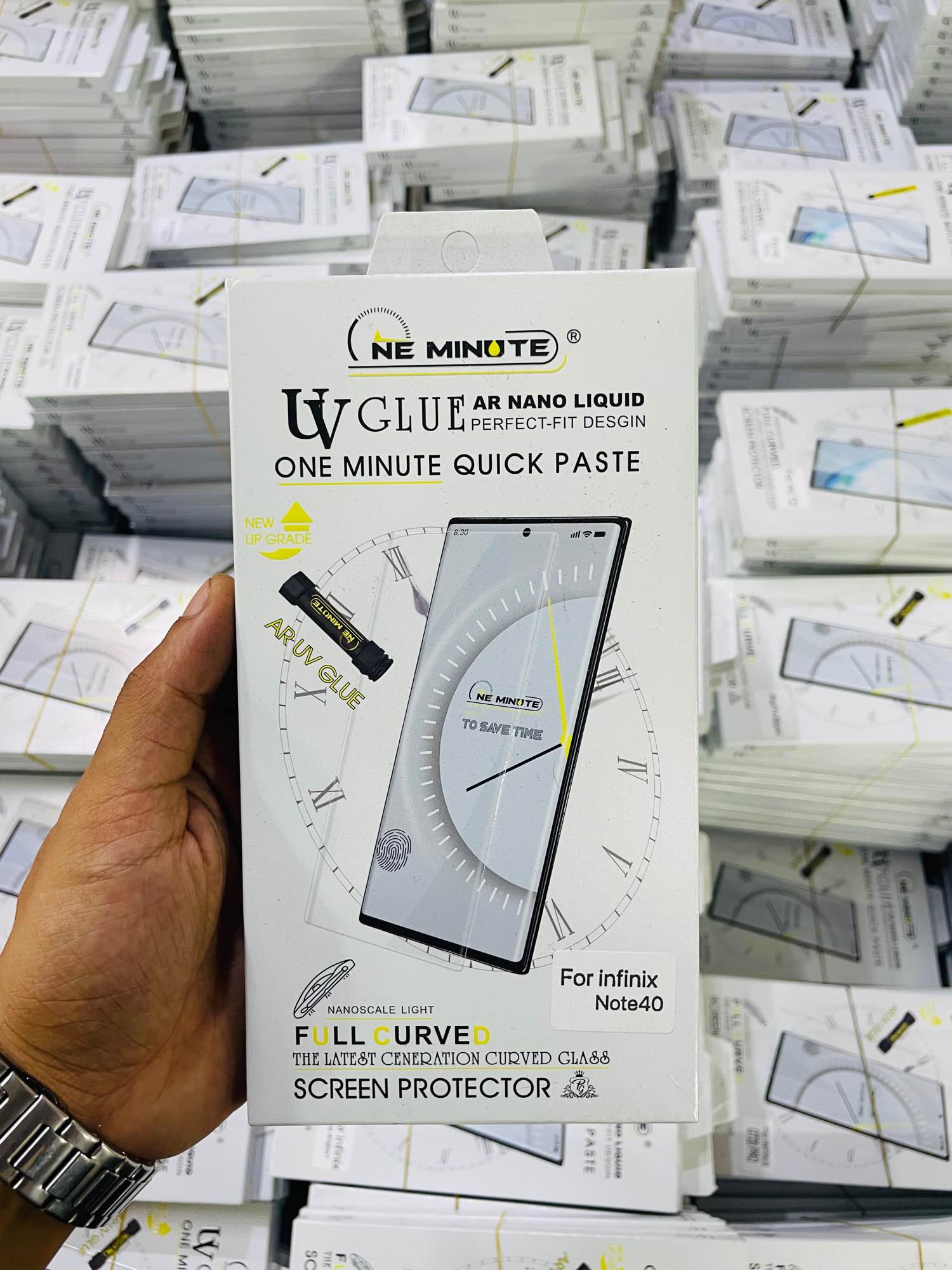 Picture of For Infinix note 40 ONE MINUTE QUICK PASTE Full Screen 3D UV Curved Tempered Glass