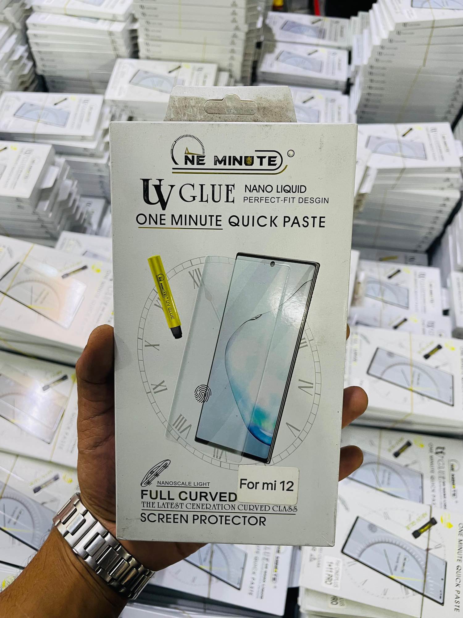 Picture of For Redmi 12 ONE MINUTE QUICK PASTE Full Screen 3D UV Curved Tempered Glass