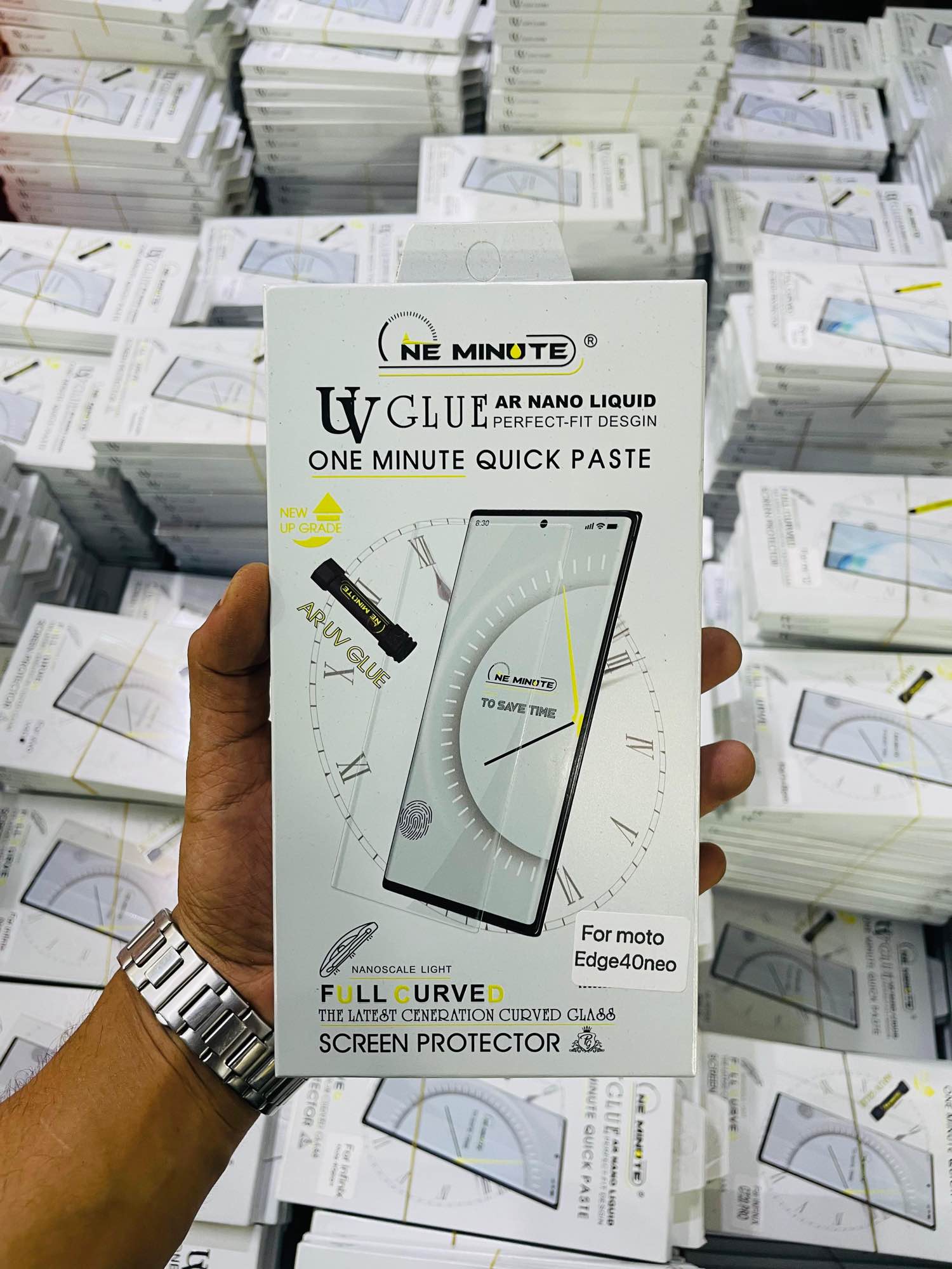 Picture of For moto edge40neo ONE MINUTE QUICK PASTE Full Screen 3D UV Curved Tempered Glass