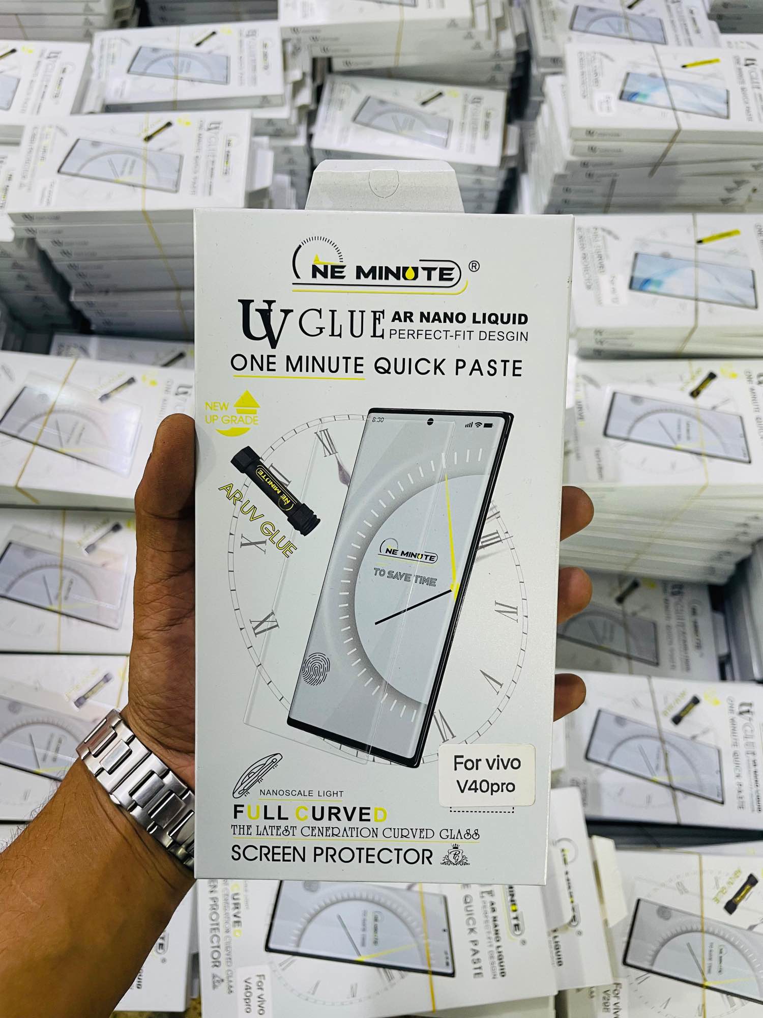 Picture of For vivo v40pro ONE MINUTE QUICK PASTE Full Screen 3D UV Curved Tempered Glass