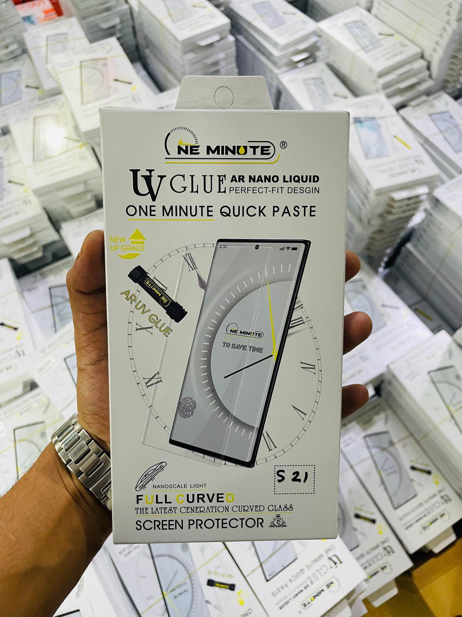 Picture of For Samsung S21 ONE MINUTE QUICK PASTE Full Screen 3D UV Curved Tempered Glass