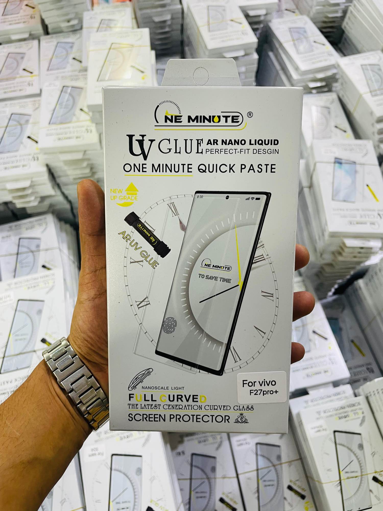 Picture of For Vivo F27Pro+ ONE MINUTE QUICK PASTE Full Screen 3D UV Curved Tempered Glass