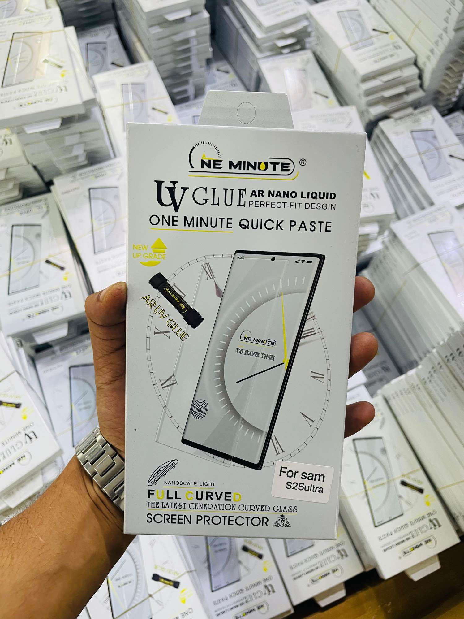 Picture of For Samsung S25ultra ONE MINUTE QUICK PASTE Full Screen 3D UV Curved Tempered Glass