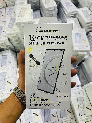 Picture of For 1+7pro ONE MINUTE QUICK PASTE Full Screen 3D UV Curved Tempered Glass