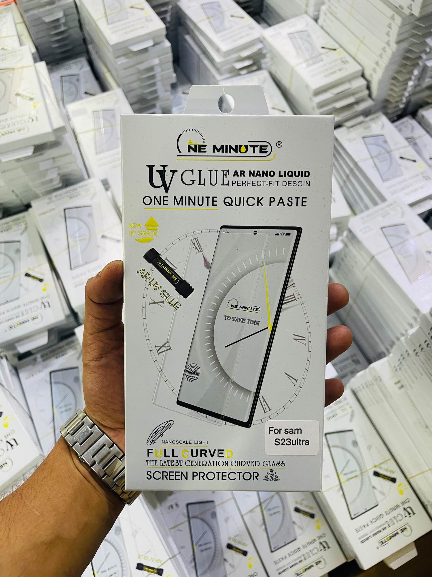 Picture of For Samsung S23ultra ONE MINUTE QUICK PASTE Full Screen 3D UV Curved Tempered Glass