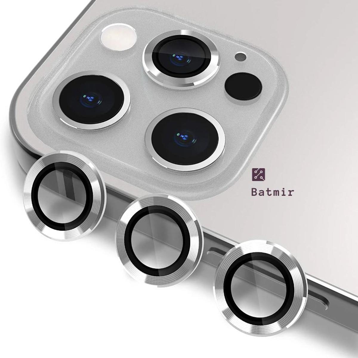 Picture of For Apple iPhone 11 Pro Max Silver White Camera Protector WSKEN Metal Ring Tempered Glass Camera Lens Protector