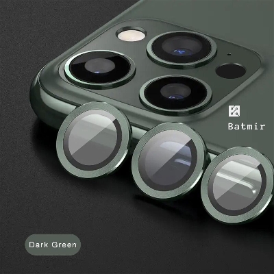 Picture of For Apple iPhone 11 Pro Max Green Camera Protector WSKEN Metal Ring Tempered Glass Camera Lens Protector