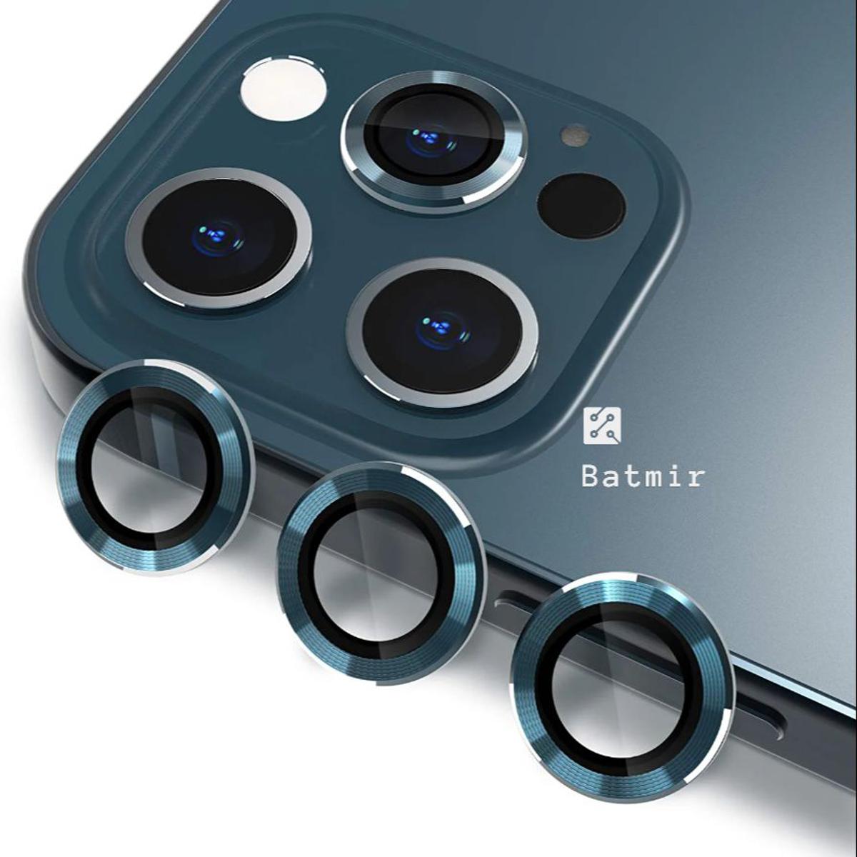 Picture of For Apple iPhone 12 Pro Max Blue Camera Protector WSKEN Metal Ring Tempered Glass Camera Lens Protector