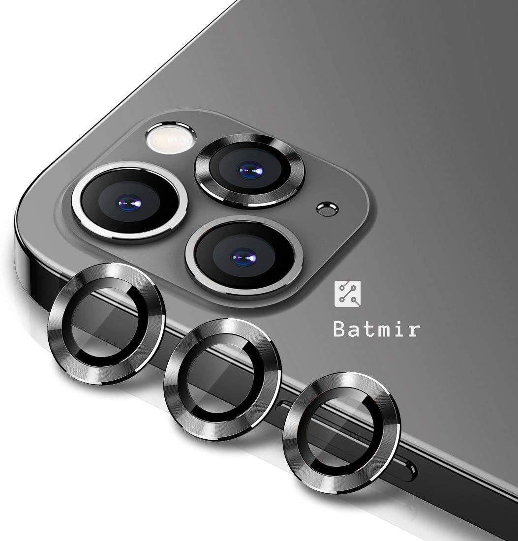 Picture of For Apple iPhone 11 Pro Max Grey Camera Protector WSKEN Metal Ring Tempered Glass Camera Lens Protector