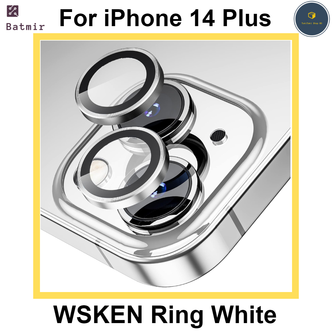 Picture of For Apple iPhone 14 Plus White WSKEN Ring Alloy Ultra Thin Camera Lens Protector