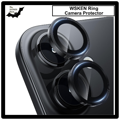 Picture of For iPhone 16 Black WSKEN Camera Lens Protector Ring Alloy Ultra Thin Shatterproof 9H Tempered Glass Camera Screen Protector