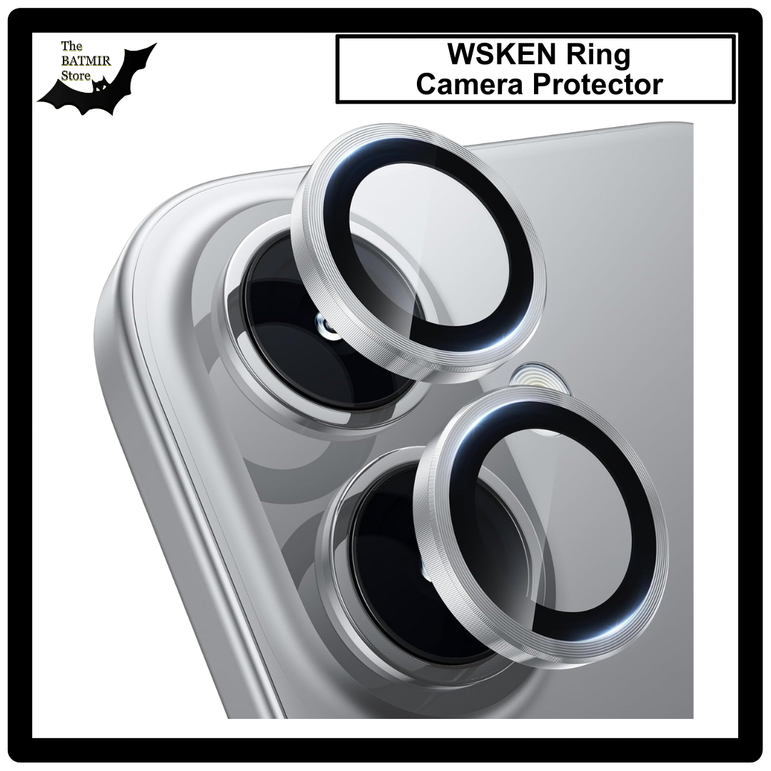 Picture of For iPhone 16 Black WSKEN Camera Lens Protector Ring Alloy Ultra Thin Shatterproof 9H Tempered Glass Camera Screen Protector