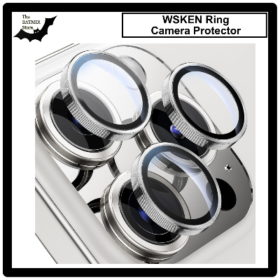 Picture of For iPhone 16 Pro Silver Titanium WSKEN Camera Lens Protector Ring Alloy Ultra Thin Shatterproof 9H Tempered Glass Camera Screen Protector