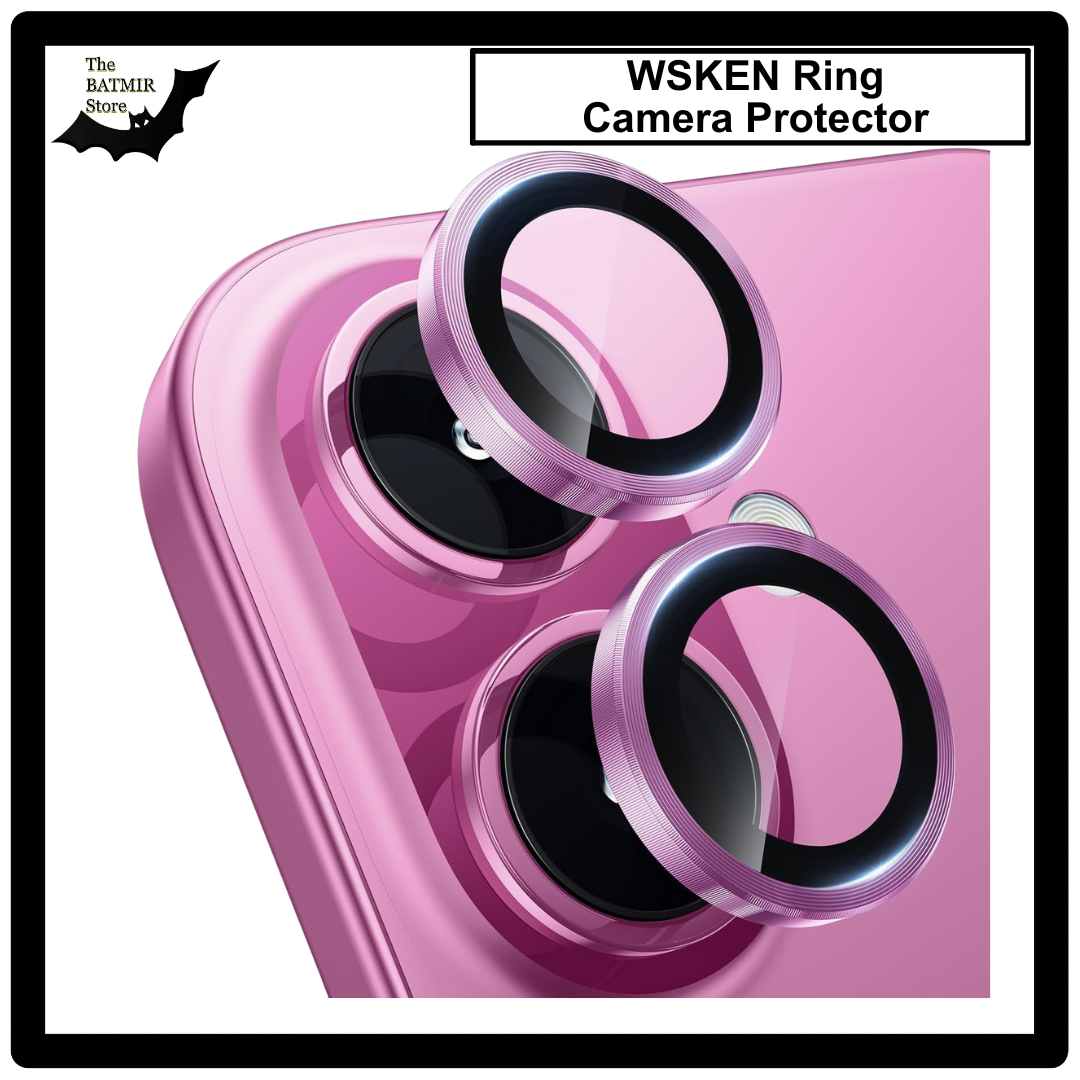Picture of For iPhone 16 Pink WSKEN Camera Lens Protector Ring Alloy Ultra Thin Shatterproof 9H Tempered Glass Camera Screen Protector