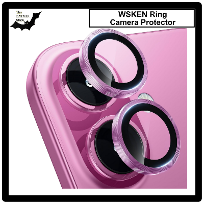 Picture of For iPhone 16 Pink WSKEN Camera Lens Protector Ring Alloy Ultra Thin Shatterproof 9H Tempered Glass Camera Screen Protector