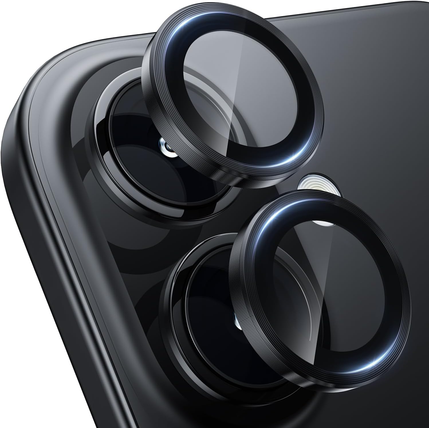 Picture of For iPhone 16 Plus Black WSKEN Camera Lens Protector Ring Alloy Ultra Thin Shatterproof 9H Tempered Glass Camera Screen Protector