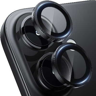 Picture of For iPhone 16 Plus Black WSKEN Camera Lens Protector Ring Alloy Ultra Thin Shatterproof 9H Tempered Glass Camera Screen Protector